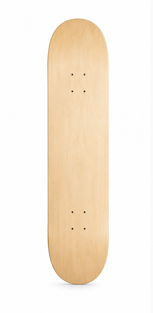 Blank skateboard for a custom design 